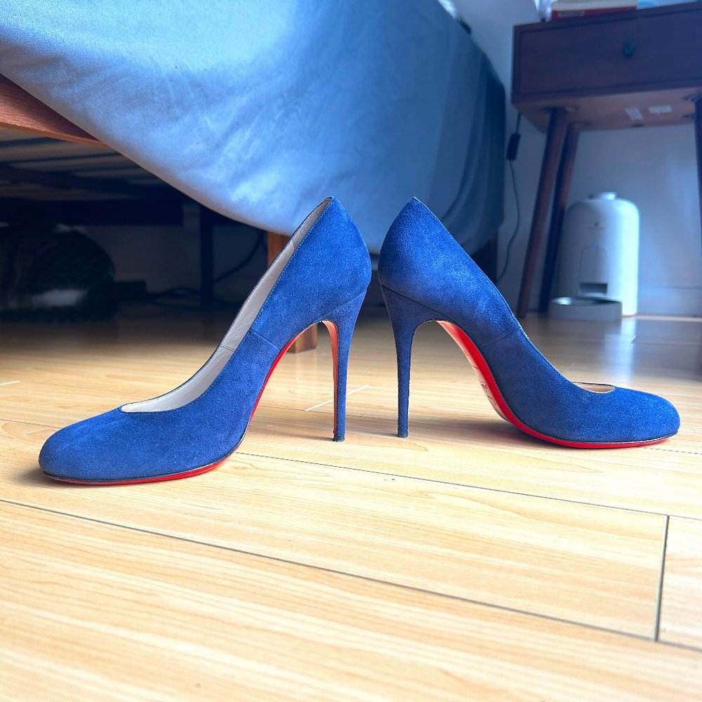 Christian Louboutin Navy Blue Suede Pumps Womens 36.5 / 6.5